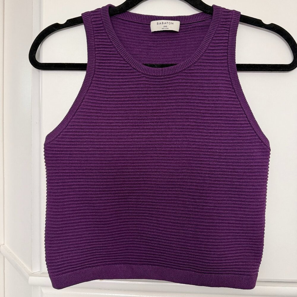 Aritzia Babaton Thick Ribbed Knit Tank - Size XXS - Dewberry Purple